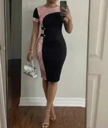 Black & Pink Colour Block Dress
